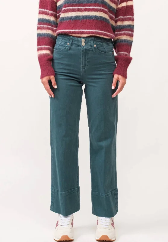 Khaki Jeans for Different -Holly Wide Leg Jeans In Deep Teal