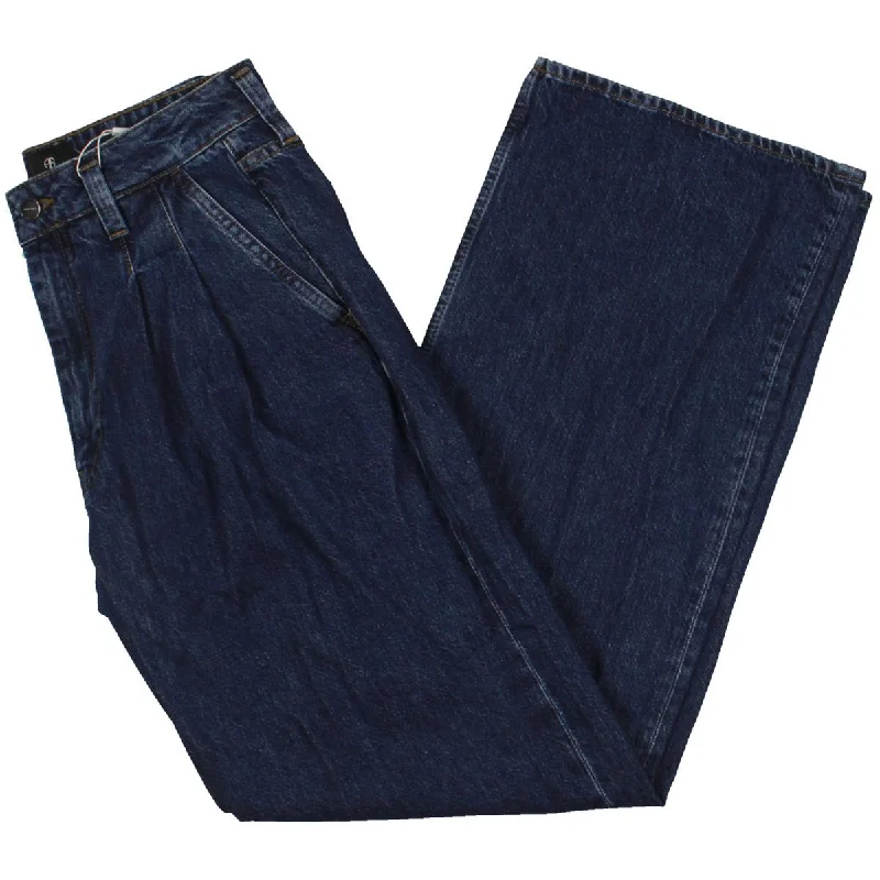 Straight Jeans for Classic Style -Carrie Womens High Rise Denim Wide Leg Jeans