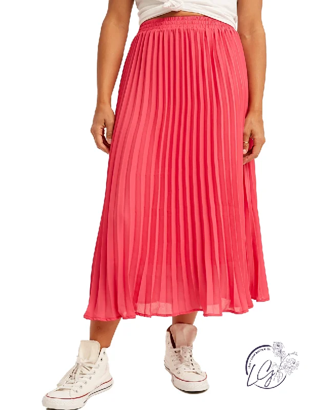 Casual Dresses for Everyday -Hear My Side Pleated Maxi Skirt