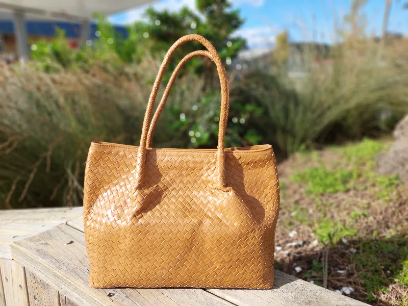 Handle bags with quilted leather for luxury -Sasha Weave Frannie Nicotine