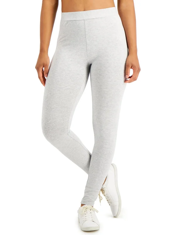 Elegant tight trousers for women with high-quality wool fabric for refined look -Petites Womens Knit Mid-Rise Leggings