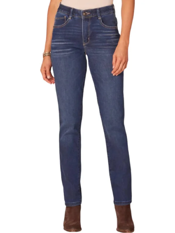 High Waisted Jeans for Shape -High Rise Denim Straight Leg Jeans In Blue