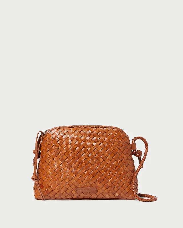 Handle bags with abstract art for uniqueness -Mallory Timber Brown Woven Crossbody