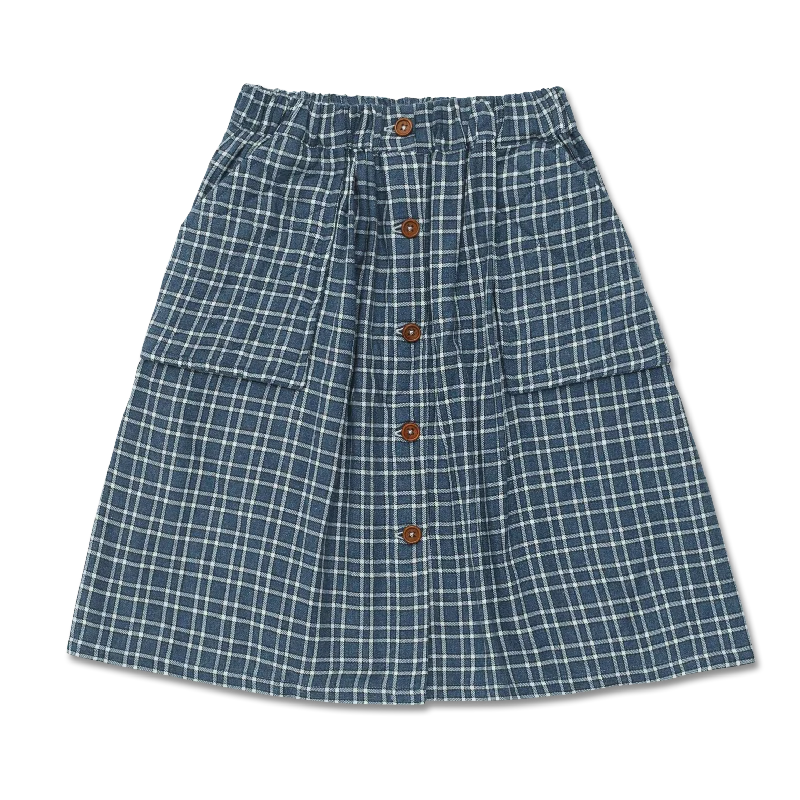 A-line Dresses for Flattering -Wander + Wonder Blue Multi Plaid Quilted Skirt