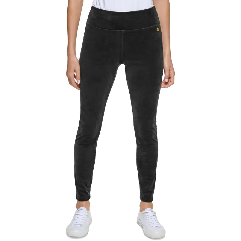 Color-block tight trousers for women with bold contrasts and modern flair -Womens Velour Pull On Leggings