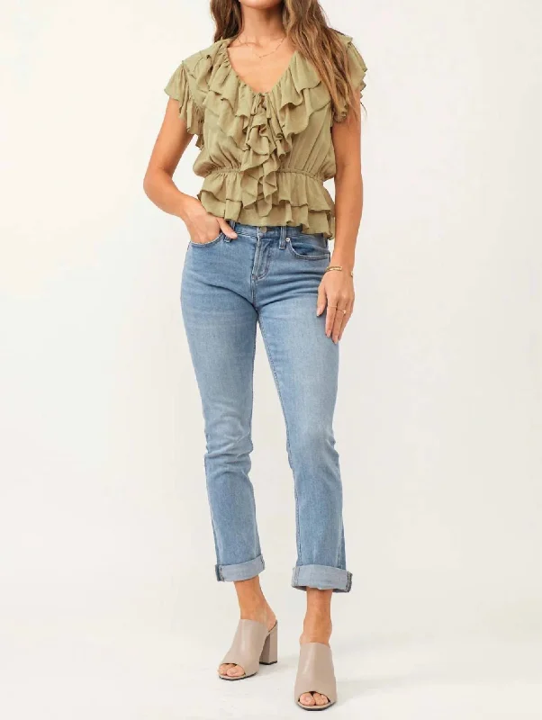 Printed Jeans for Pattern -Blair Mid Rise Straight Leg Jeans In Light Denim