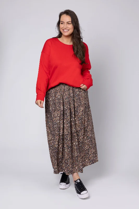 Gray Dresses for Subtle -Saffy Leopard Skirt (Multi Brown)