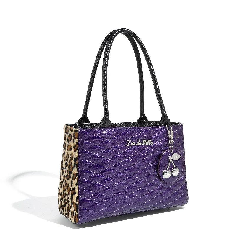 Handle bags with abstract art for uniqueness -Poisonous Purple Sparkle Wild Cherry Tote