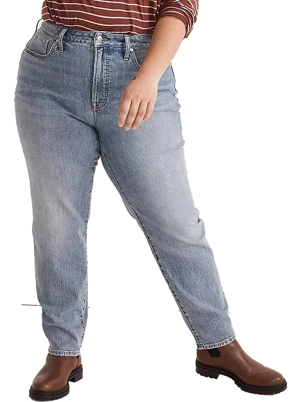 Designer Jeans for Luxury -Plus The Curvy Perfect Vintage Womens High-Rise Medium Wash Straight Leg Jeans