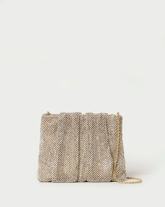 Handle bags with sturdy canvas for longevity -Ember Gold Diamanté Gathered Clutch