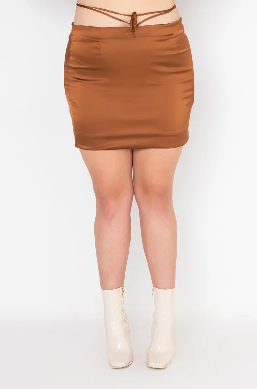 Christmas Dresses for Holiday -LONG WAY TO GO LACE UP MINI SKIRT PLUS SIZE