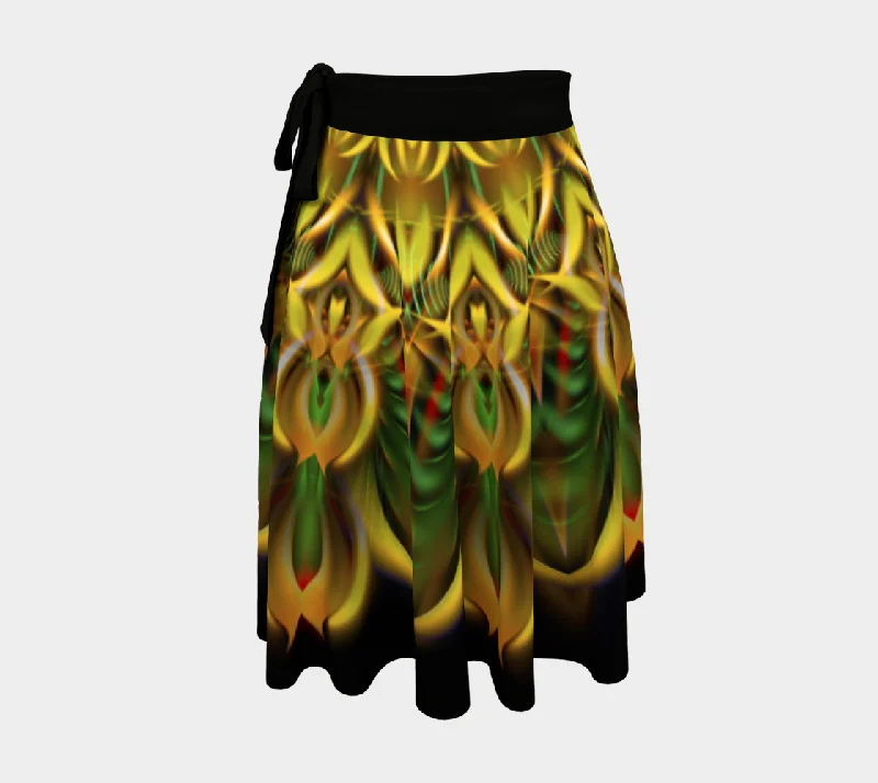 Satin Dresses for Shiny Look -ALIEN SUNFLOWER WRAP SKIRT