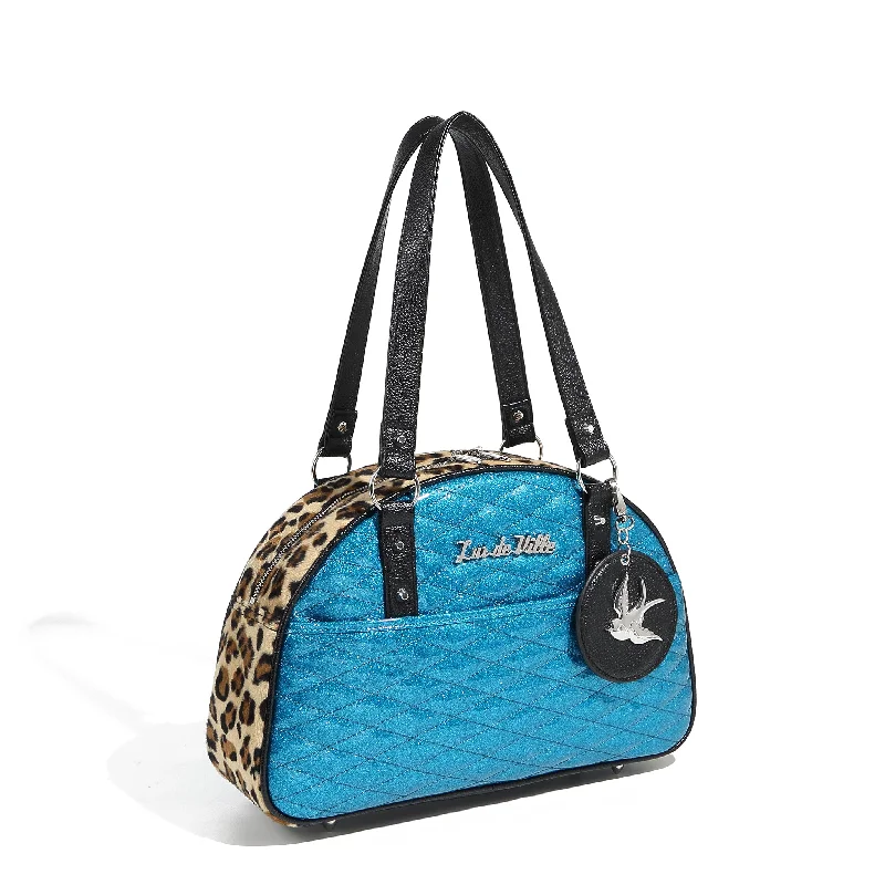 Handle bags with sleek hardware for sophistication -Villain Blue Sparkle Love Bird Tote