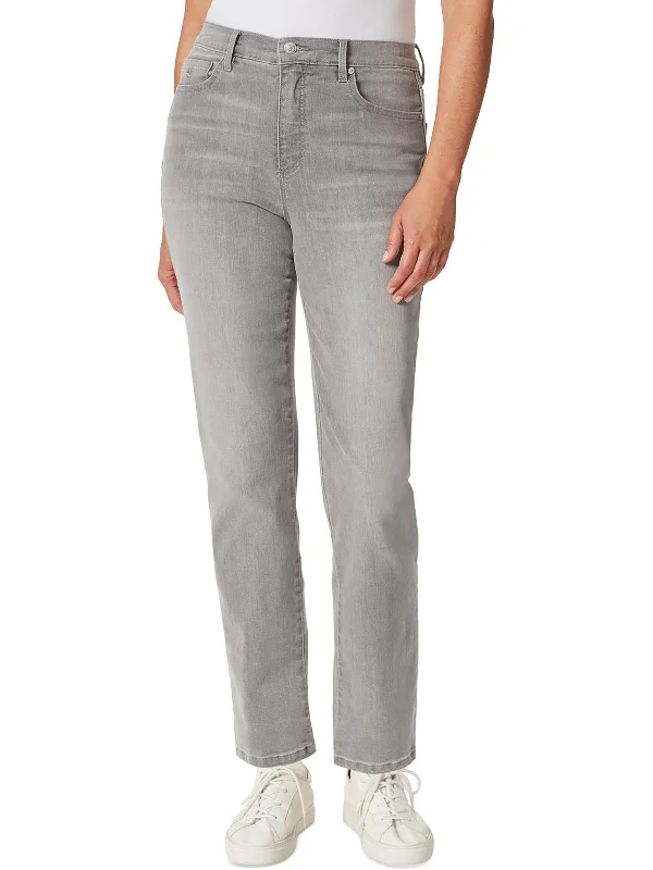 Tapered Jeans for Modern -Petites Womens High Rise Faded Straight Leg Jeans