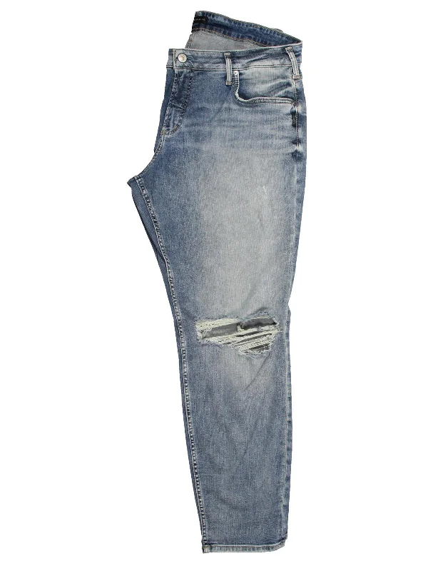 Flare Jeans for Retro Vibe -Plus Womens High Rise Distressed Straight Leg Jeans