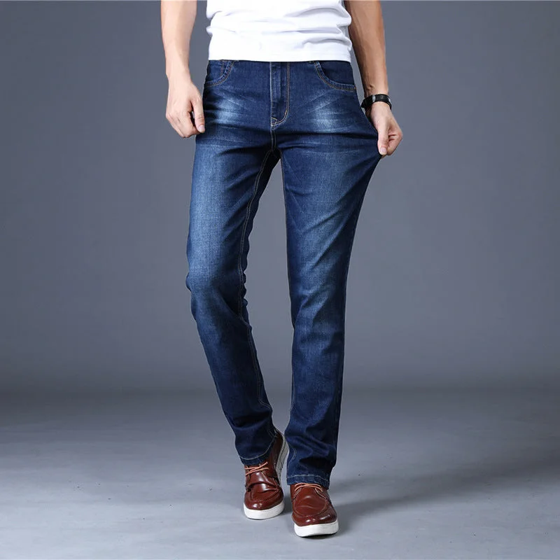 Business Jeans for Dressy -Men's Jeans Slim / Straight-leg Stretch Trousers