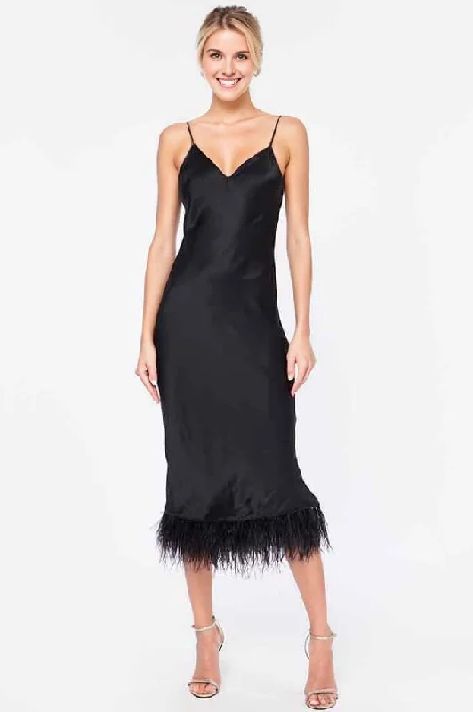 Midi One-piece Dress for Versatile -Raven Feather Dress