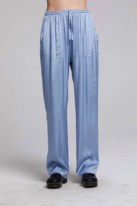 Fashion-forward tight trousers for women with metallic sheen and edgy design -Women's Martina Trousers In Blue