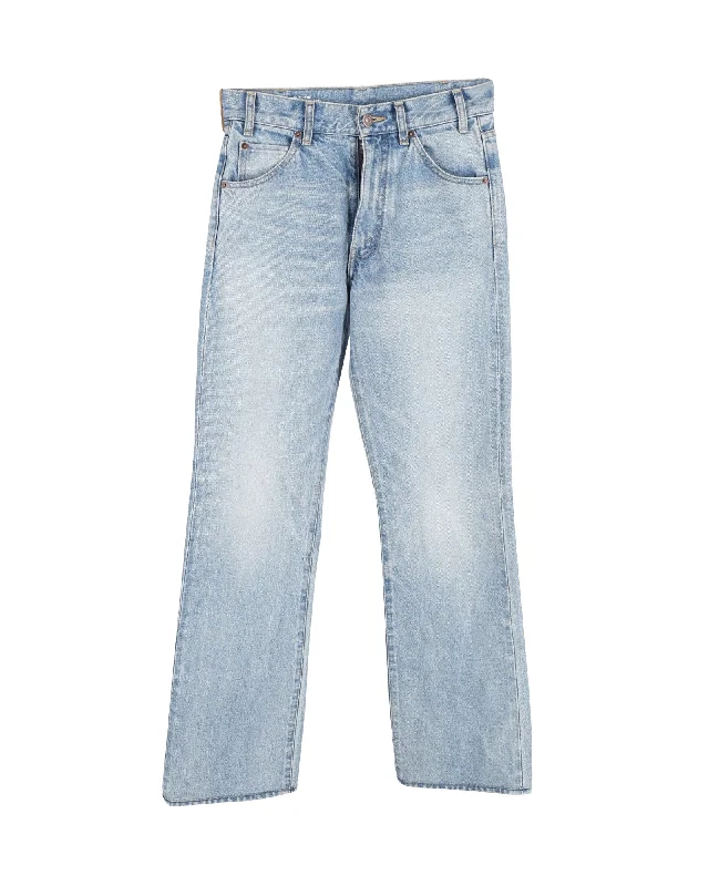 Cycling Jeans for Biking -Celine Straight Leg Jeans in Light Blue Cotton Denim