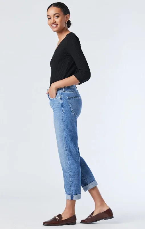 Button Fly Jeans for Traditional -SOHO TAPERED LEG JEANS IN MID ORGANIC BLUE