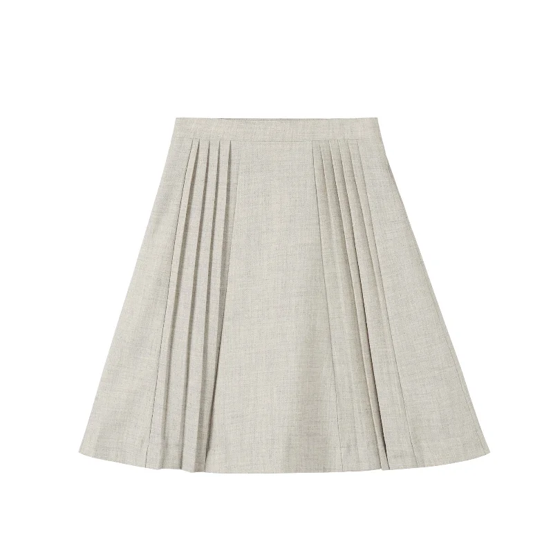 Formal Dresses for Occasions -Nou Nelle Marled Grey Pleated Skirt