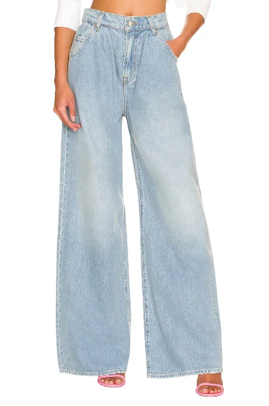 Travel Jeans for On-the-go -Chloe High Rise Pleated Wide Leg Jeans In Sawtelle