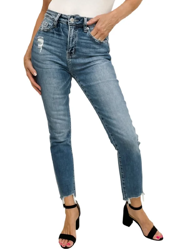 Bootcut Jeans for Flattering -Super High Rise Straight Leg Jeans In Blue