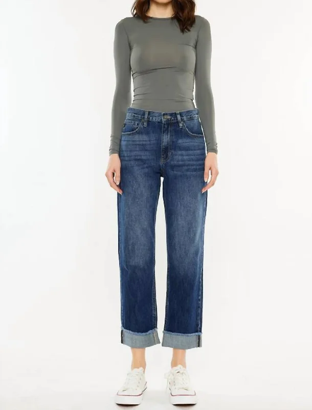 Cropped Jeans for Summer Look -Finley High Rise Straight Leg Jeans In Dark Wash