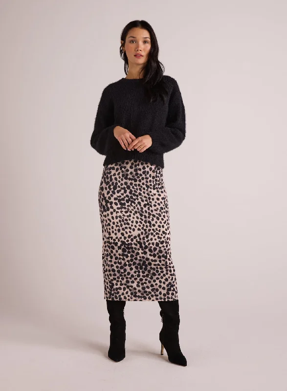 A-line Dresses for Flattering -Clean Waist Straight Skirt - Winter Spots Print