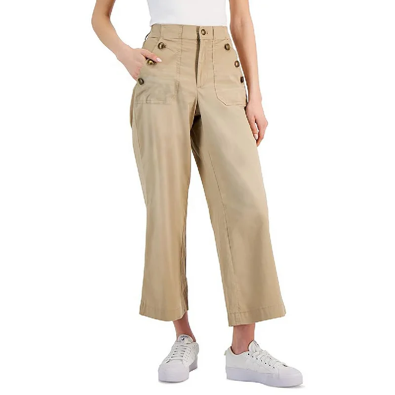 Skinny tight trousers for men with fade-resistant fabric for long-lasting wear -Womens High Rise Khaki Wide Leg Pants