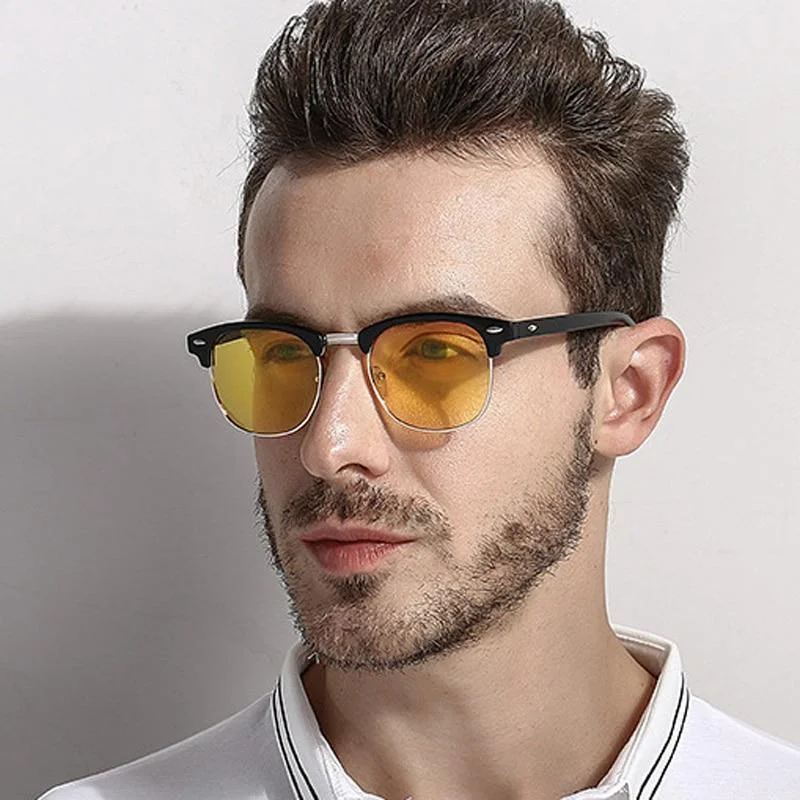 Striped Glasses for Trendy Look -Men's Luxury Polarized Square Point Vintage Mirror Driving Sunglasses