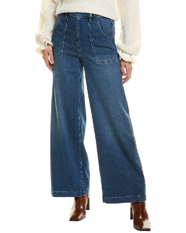 High-waisted tight trousers for women with slimming silhouette and smooth fit -FRAME Denim Francoise Crossings Clean Wide Leg Jean