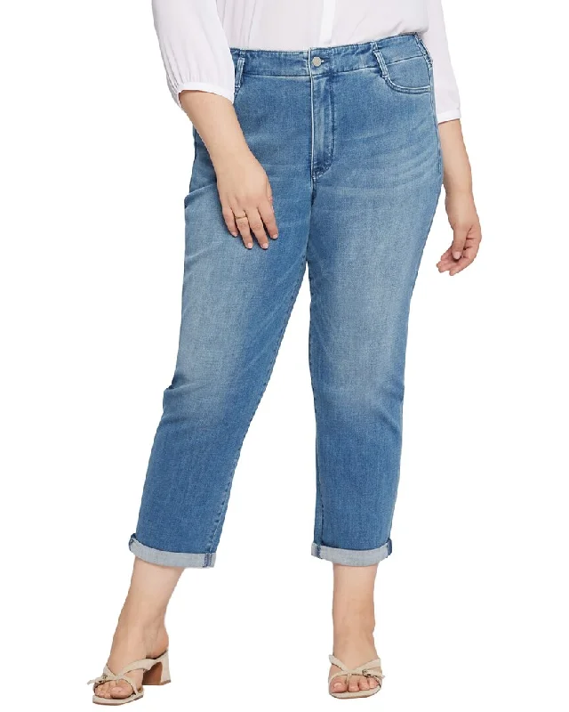 Stretch denim tight trousers for women with flexibility and stylish design -NYDJ Plus Girlfriend Stunning Relaxed Jean