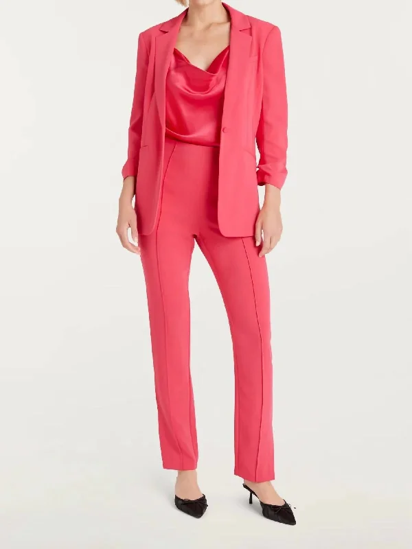 Smart casual tight trousers for women with cuffed ankle and tailored design -Brianne High Waisted Pant In Berry Fizz