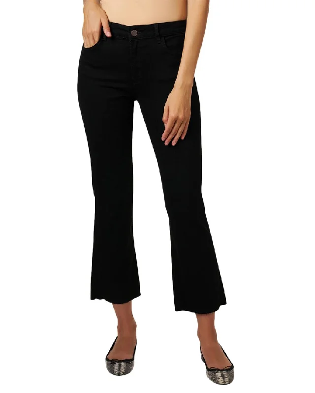 Tight trousers for women with faux leather material for sleek and modern look -Elliott Lauren Bootcut Cropped Jean