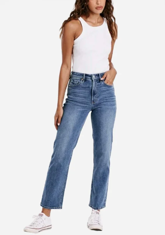 Stylish tight trousers for women with high-waisted fit for flattering look -90's Super High Rise Ankle Jean In Medium Wash