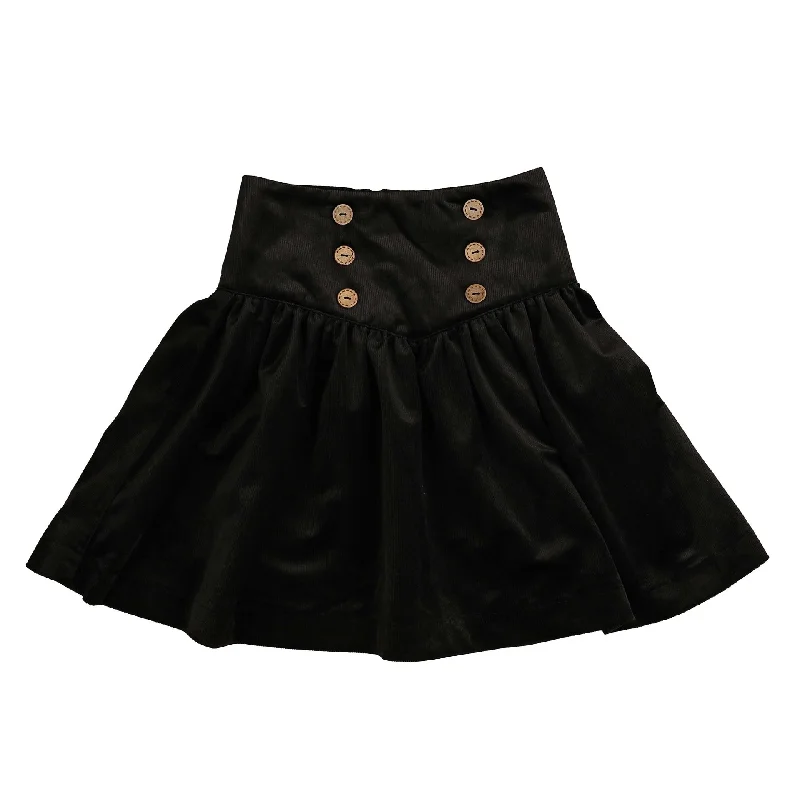 Nylon Dresses for Stretchable -Belati Black Velour Corduroy Skirt (BSK334)