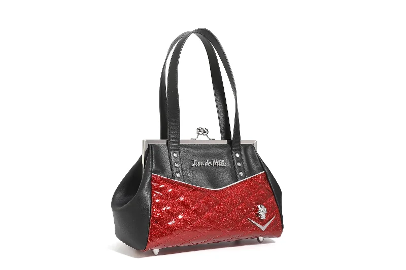 Handle bags with neutral tones for versatility -Black & Red Rum Sparkle Femme Fatale Kiss Lock