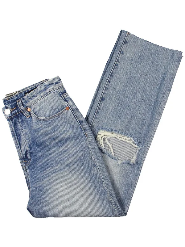 Distressed Jeans for Edgy Style -The Baxter Womens Denim Straight Leg Jeans