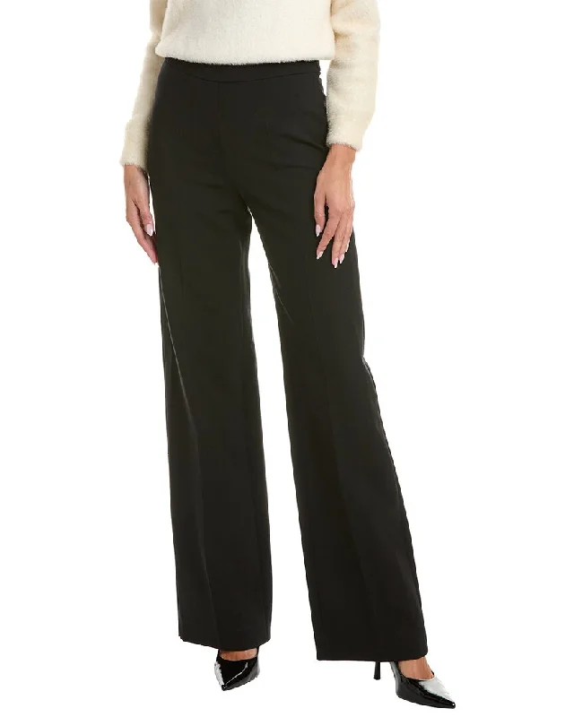 Stretch skinny tight trousers for women with full-length design and modern flair -Oscar de la Renta Silk-Trim Wool-Blend Pant