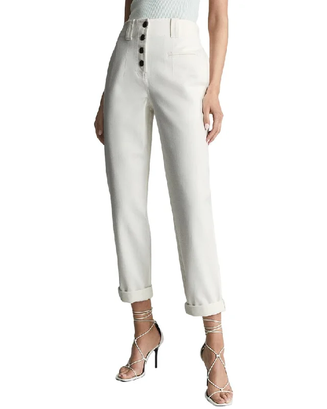 Stretch tight trousers for women with deep waistband for extra comfort and fit -Reiss Ava Button Fly Trouser