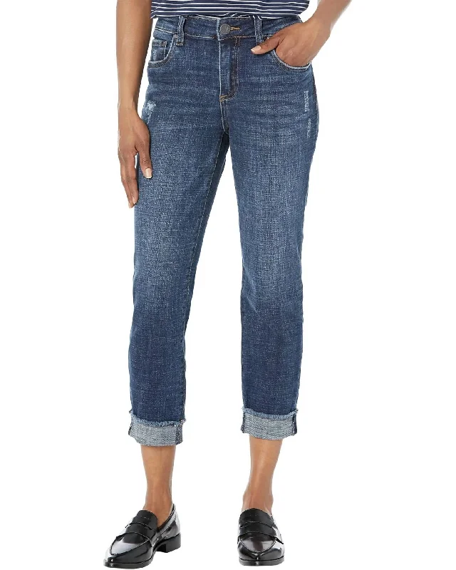 Dark Wash Jeans for Elegance -Amy Crop Straight Leg Jeans In Bubbly