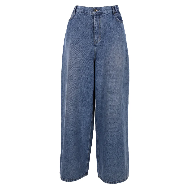 Wrap Skirt Jeans for Versatile -The Frankie Shop Wide Leg Jeans in Blue Cotton Denim