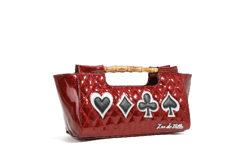 Handle bags with soft linings for protection -Red Rum Sparkle Paradise Card Clutch