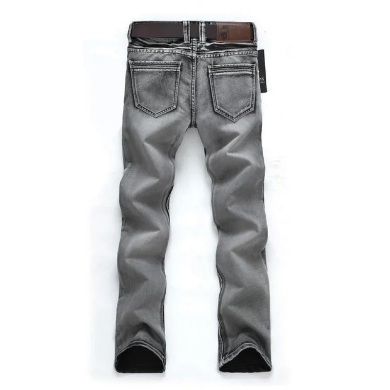 Distressed Jeans for Edgy Style -Men's Classic Retro Nostalgia Straight Denim Plus Size Jeans