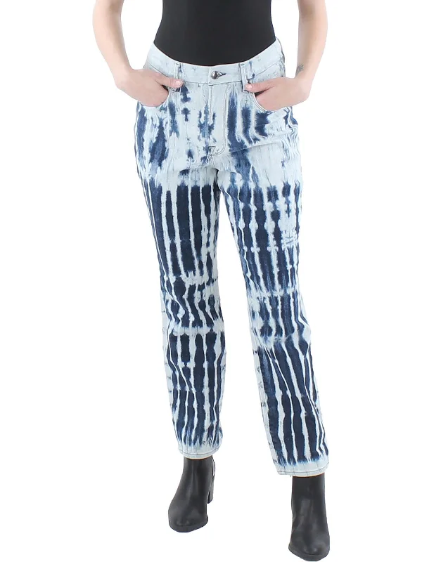 Business Jeans for Dressy -Vintage Shibori  Womens Tie-Dye Stretch Straight Leg Jeans