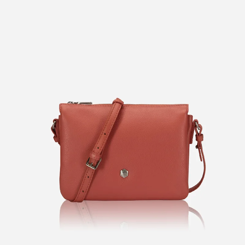 Handle bags with expandable sides for flexibility -Slim Ladies Leather Crossbody, Apricot