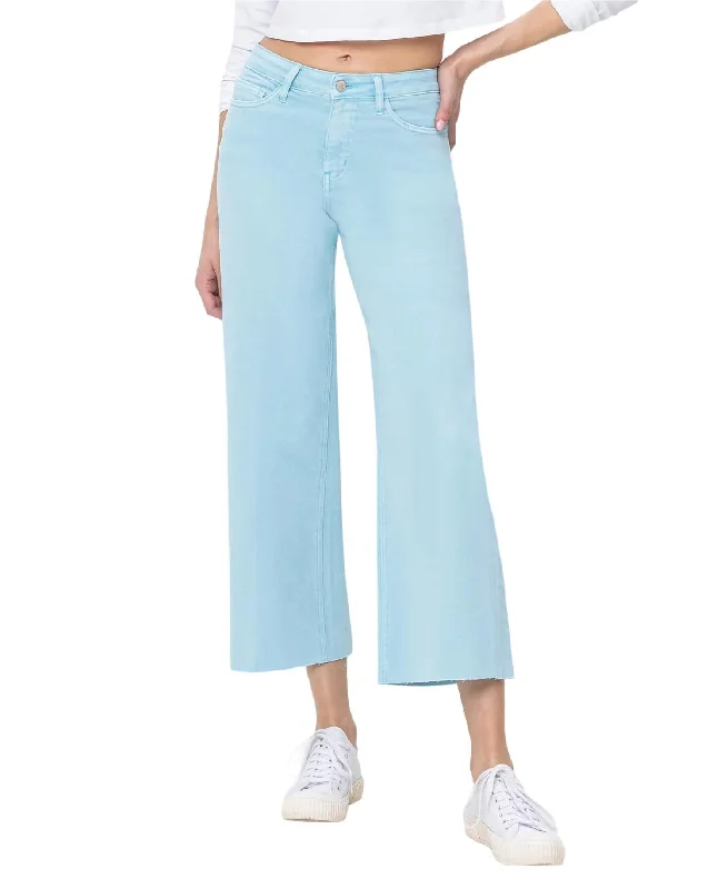 Maxi Skirt Jeans for Elegant -High Rise Crop Wide Leg Jeans In Pastel Turquoise