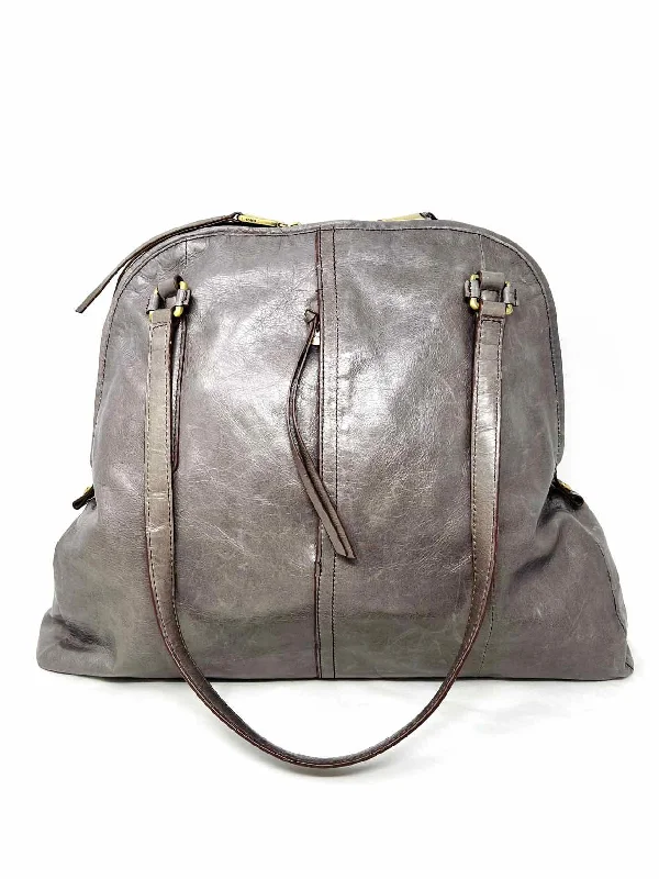 Handle bags with contrast stitching for detail -Hobo International Size Gray Shoulder Bag Leather Purses Purse