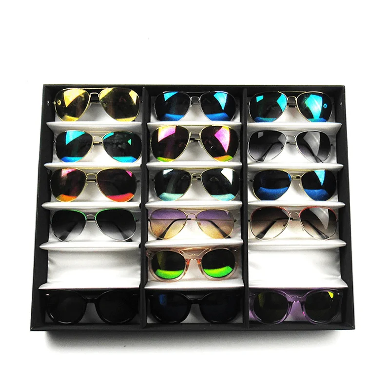 Anti-fatigue Glasses for Eye Relief -18 Grids Eyeglass Sunglasses Glasses Storage Display Box Grid Stand Case Box Holder